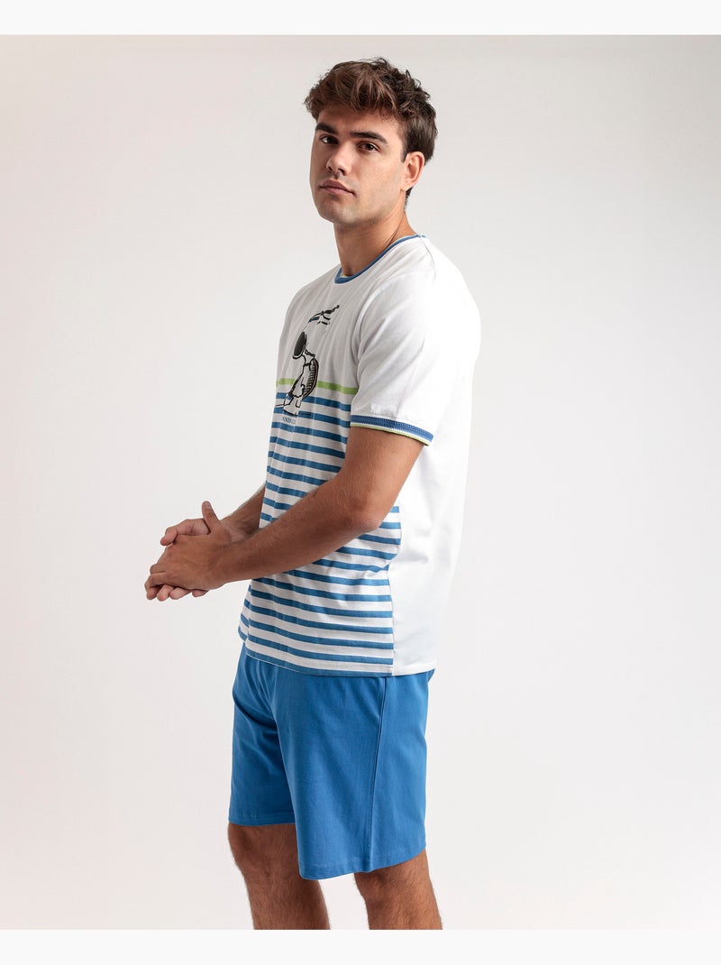 PEANUTS Pijama Manga Corta Tennis Club para Hombre Azul - Kiabi