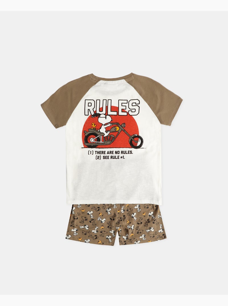 PEANUTS Pijama Manga Corta There are No Rules para Niño Caqui - Kiabi