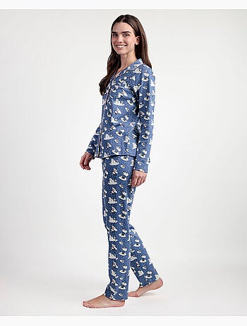 PEANUTS Pijama Manga Larga Abierto Snow Drift para Mujer