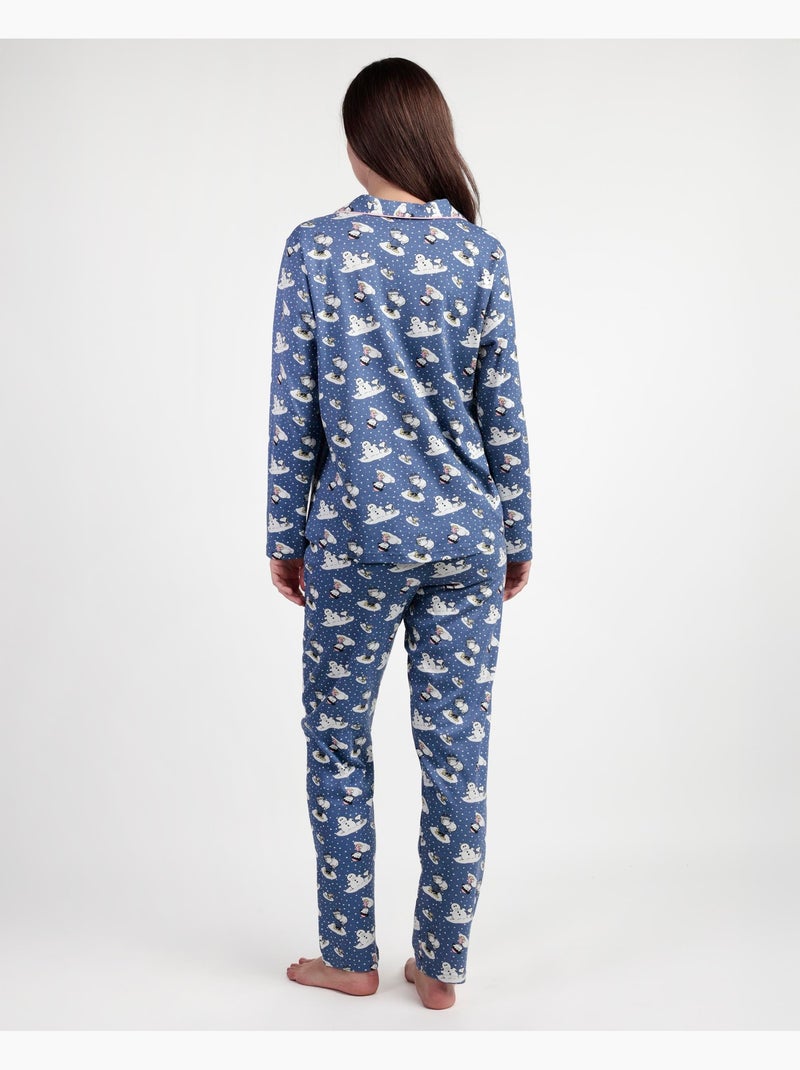 PEANUTS Pijama Manga Larga Abierto Snow Drift para Mujer Azul - Kiabi