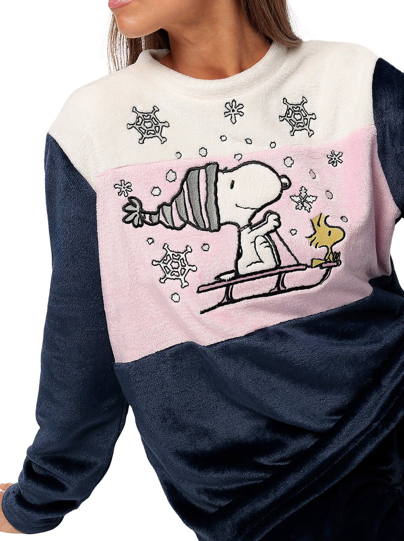 PEANUTS Pijama Manga Larga Calentito Snow Drift para Mujer Azul - Kiabi