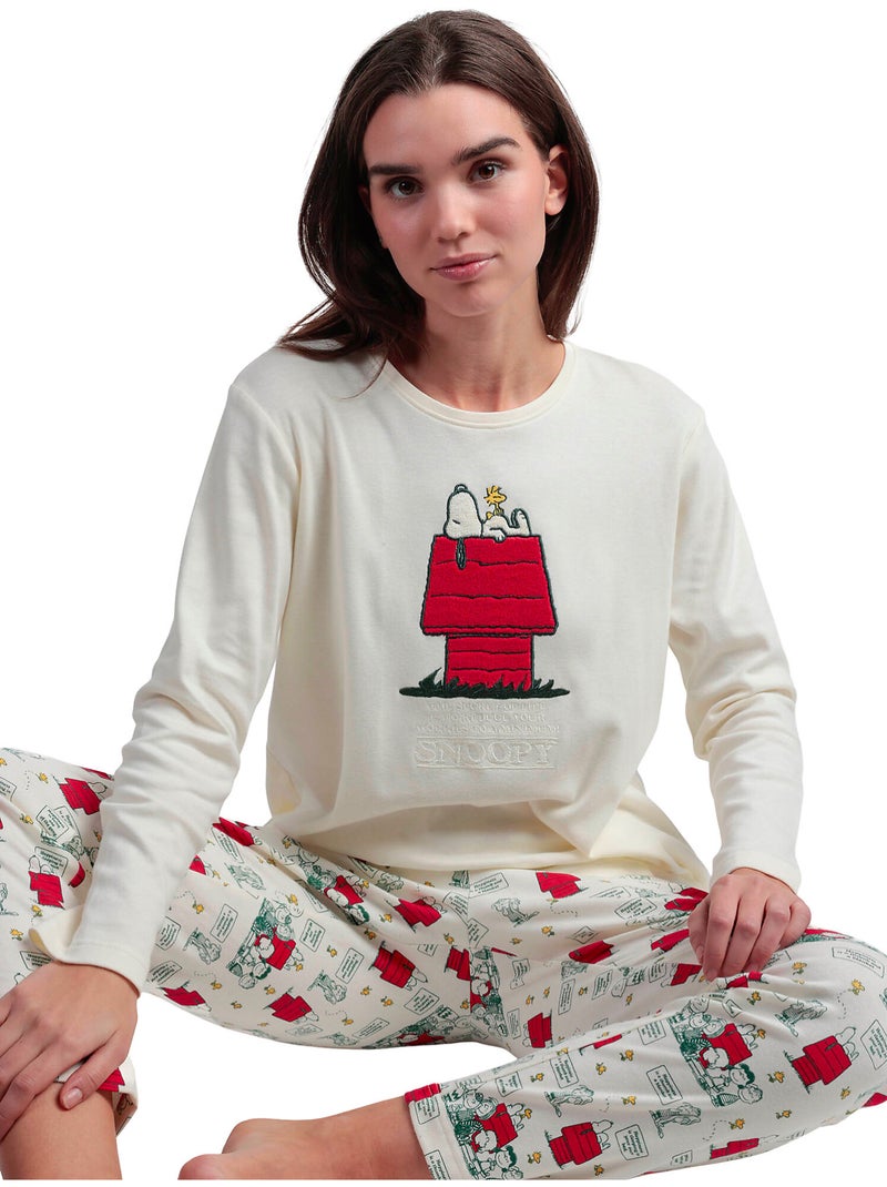 PEANUTS Pijama Manga Larga Classic Peanuts para Mujer Crudo - Kiabi