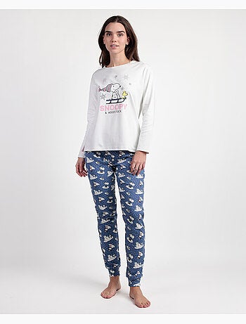 PEANUTS Pijama Manga Larga Crudo Snow Drift para Mujer