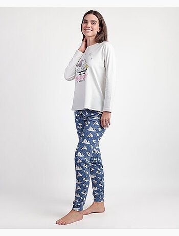PEANUTS Pijama Manga Larga Crudo Snow Drift para Mujer