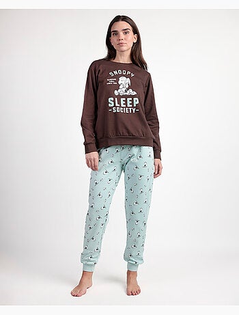 PEANUTS Pijama Manga Larga Felpa Sleep Society para Mujer