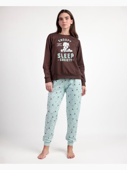 PEANUTS Pijama Manga Larga Felpa Sleep Society para Mujer - Kiabi PEANUTS Pijama Manga Larga Felpa Sleep Society para Mujer - Kiabi