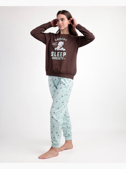 PEANUTS Pijama Manga Larga Felpa Sleep Society para Mujer - Kiabi PEANUTS Pijama Manga Larga Felpa Sleep Society para Mujer - Kiabi