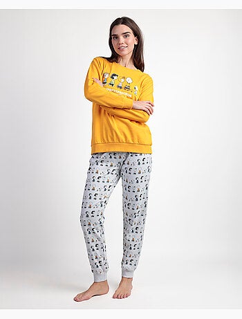 PEANUTS Pijama Manga Larga Felpa Snoopy&Friends para Mujer