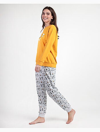 PEANUTS Pijama Manga Larga Felpa Snoopy&Friends para Mujer