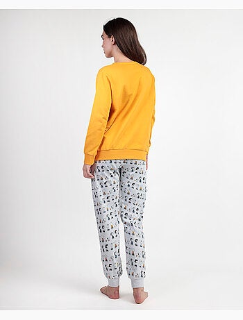 PEANUTS Pijama Manga Larga Felpa Snoopy&Friends para Mujer