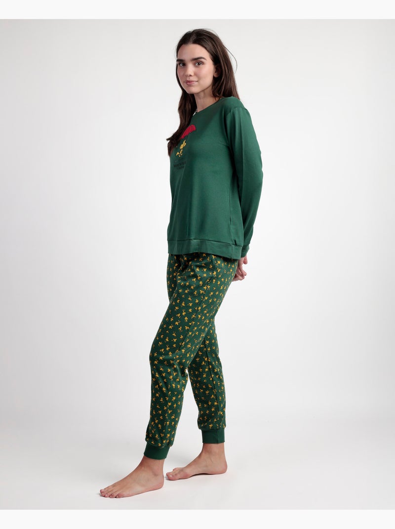 PEANUTS Pijama Manga Larga Green Classic Peanuts para Mujer Verde - Kiabi
