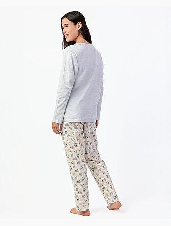 PEANUTS Pijama Manga Larga Grey Summer Break para Mujer