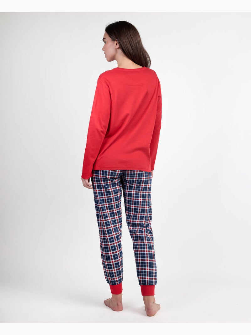 PEANUTS Pijama Manga Larga Let It Snow para Mujer Rojo - Kiabi