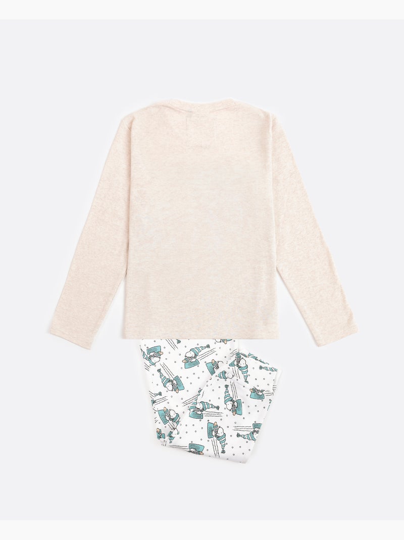 PEANUTS Pijama Manga Larga Let It Snow para Niña Beige - Kiabi
