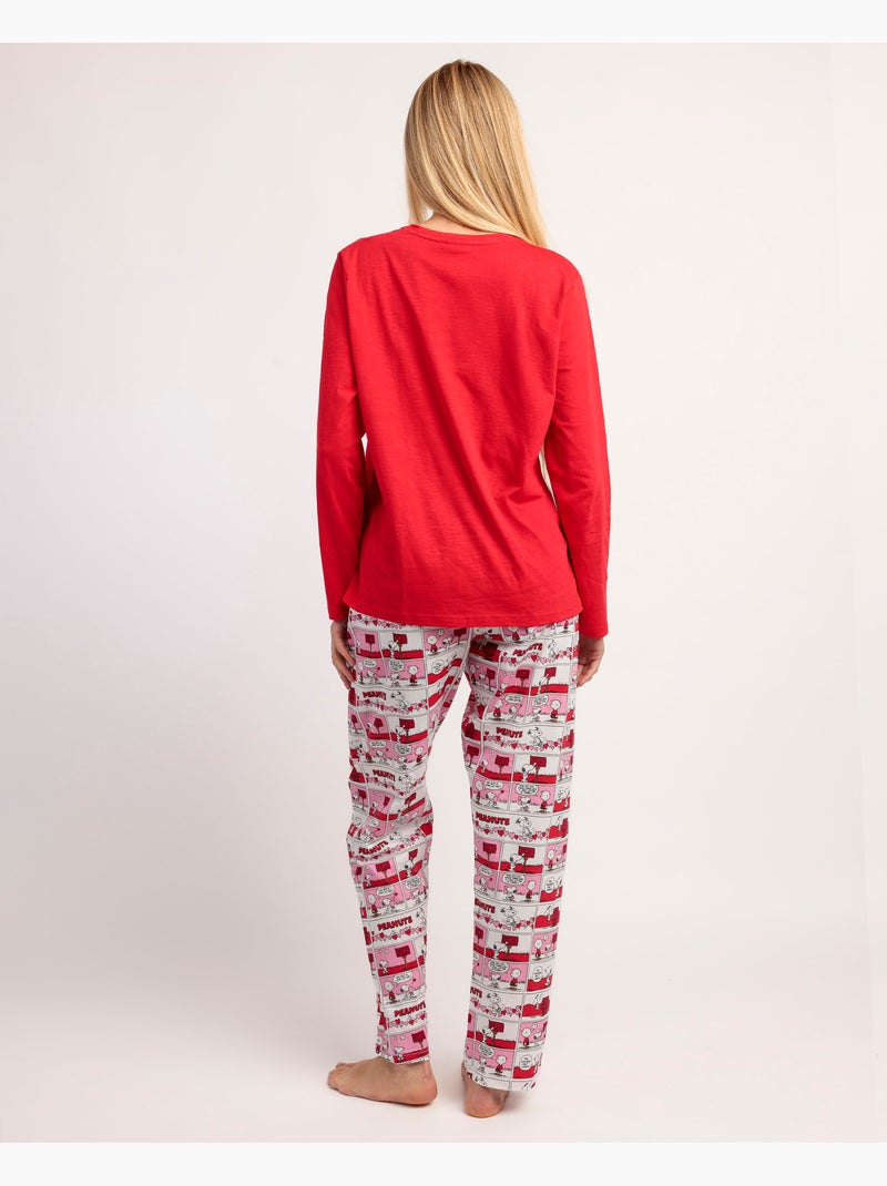 PEANUTS Pijama Manga Larga Love Valentines para Mujer Rojo - Kiabi