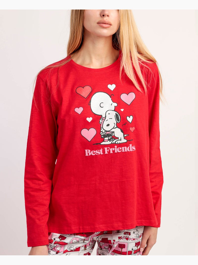 PEANUTS Pijama Manga Larga Love Valentines para Mujer Rojo - Kiabi