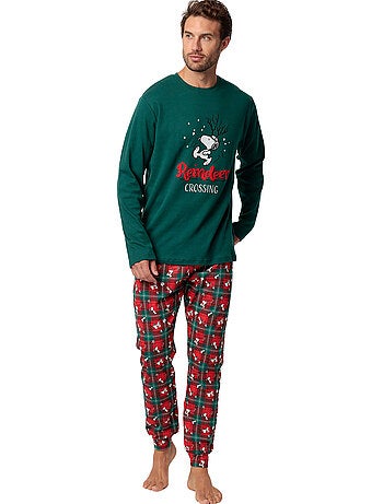 PEANUTS Pijama Manga Larga Reindeer Crossing para Hombre