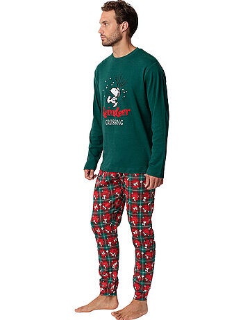 PEANUTS Pijama Manga Larga Reindeer Crossing para Hombre