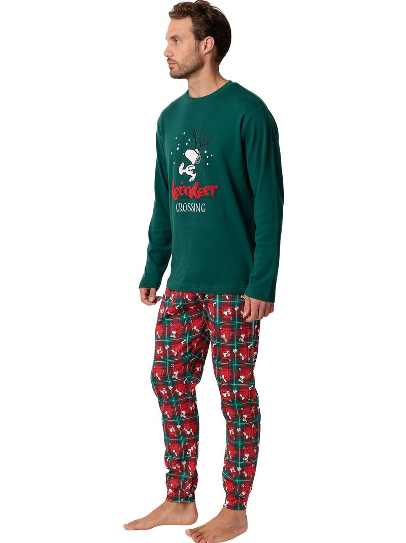 PEANUTS Pijama Manga Larga Reindeer Crossing para Hombre Verde - Kiabi