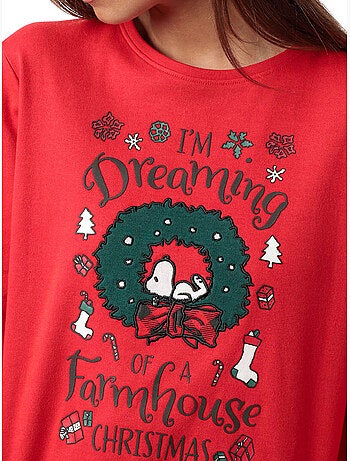 PEANUTS Pijama Manga Larga Reindeer Crossing para Mujer