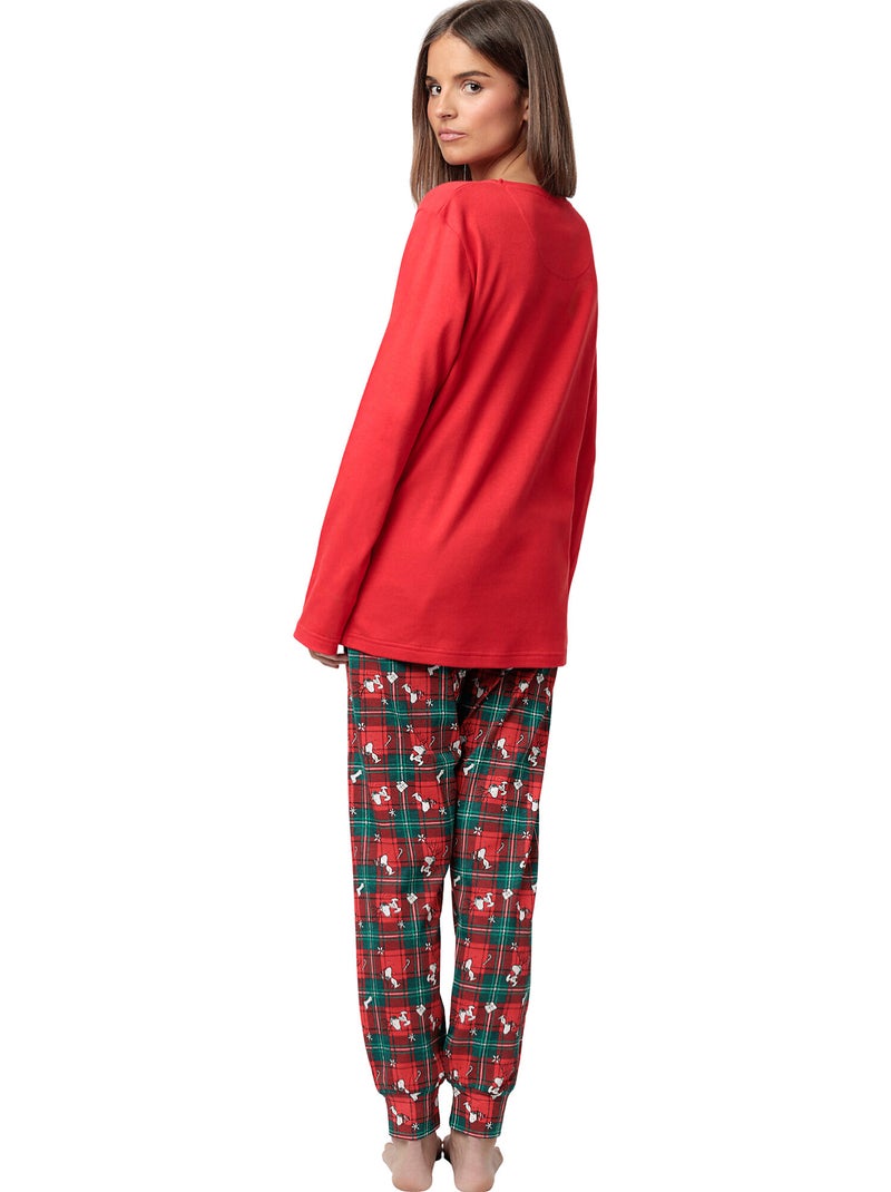 PEANUTS Pijama Manga Larga Reindeer Crossing para Mujer Rojo - Kiabi