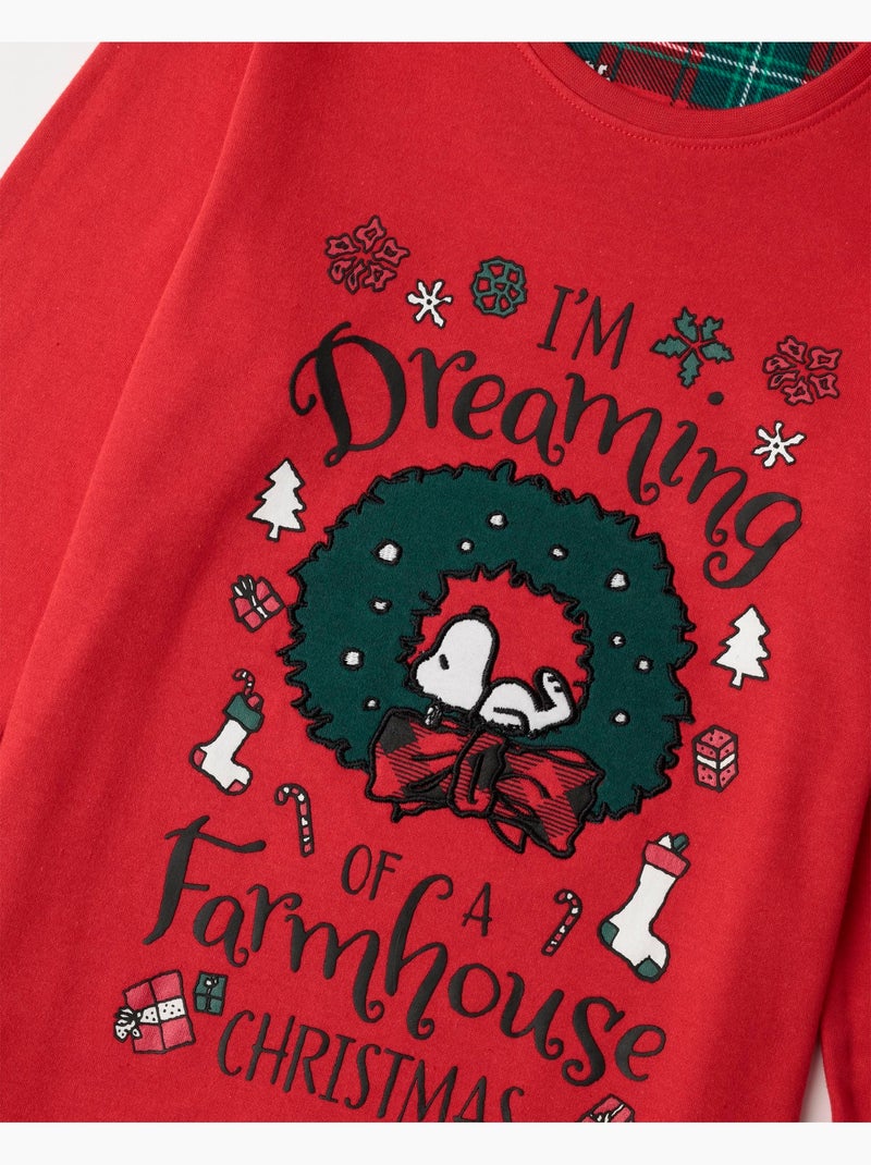 PEANUTS Pijama Manga Larga Reindeer Crossing para Niña Rojo - Kiabi