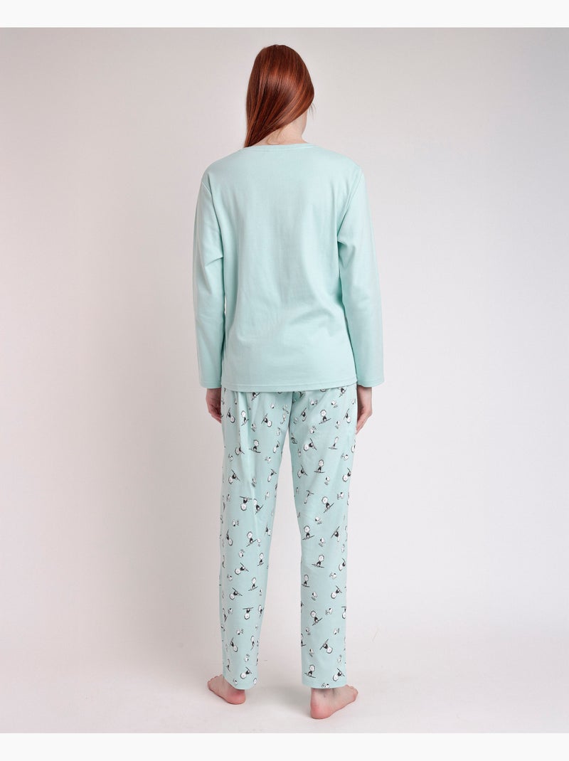 PEANUTS Pijama Manga Larga Sleep Society para Mujer Azul - Kiabi