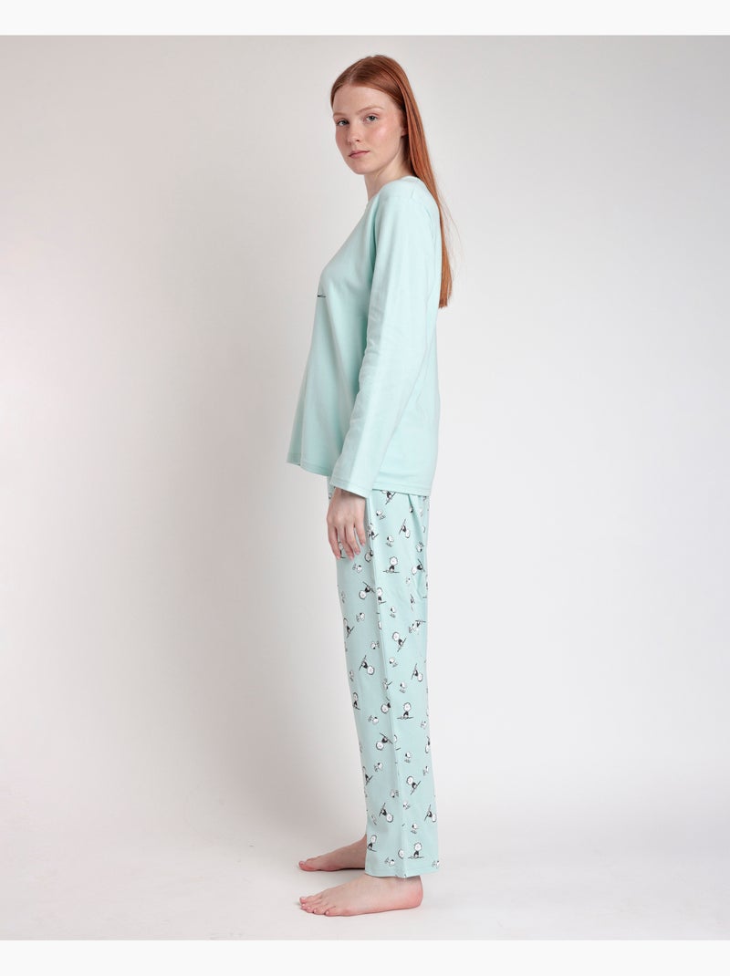 PEANUTS Pijama Manga Larga Sleep Society para Mujer Azul - Kiabi