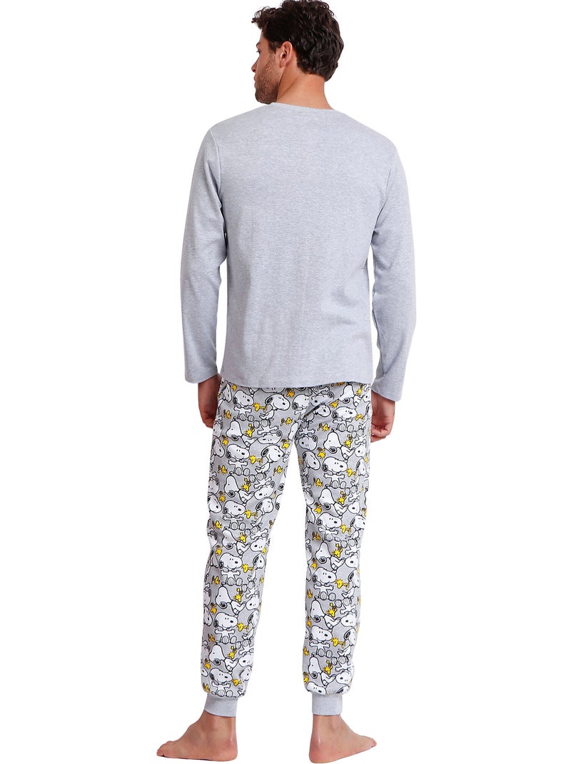 PEANUTS Pijama Manga Larga Snoopy Funny para Hombre Gris - Kiabi