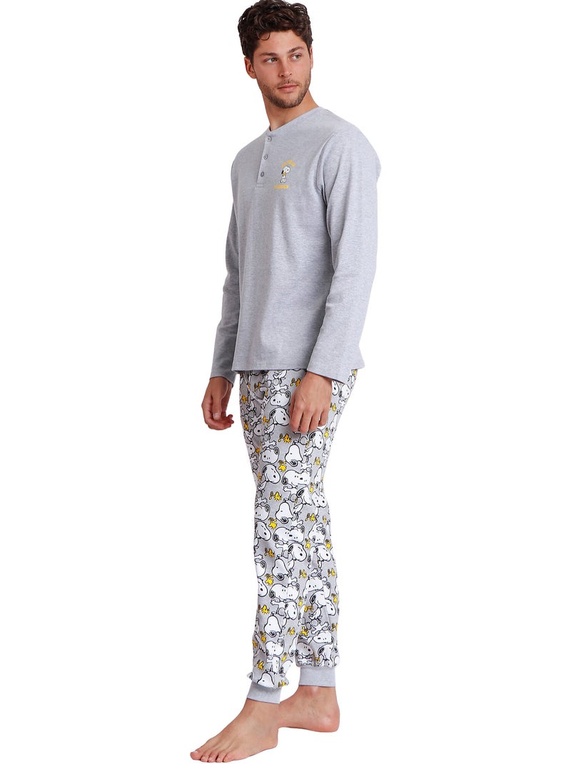 PEANUTS Pijama Manga Larga Snoopy Funny para Hombre Gris - Kiabi