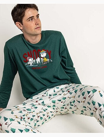 PEANUTS Pijama Manga Larga Snoopy Mountain para Hombre