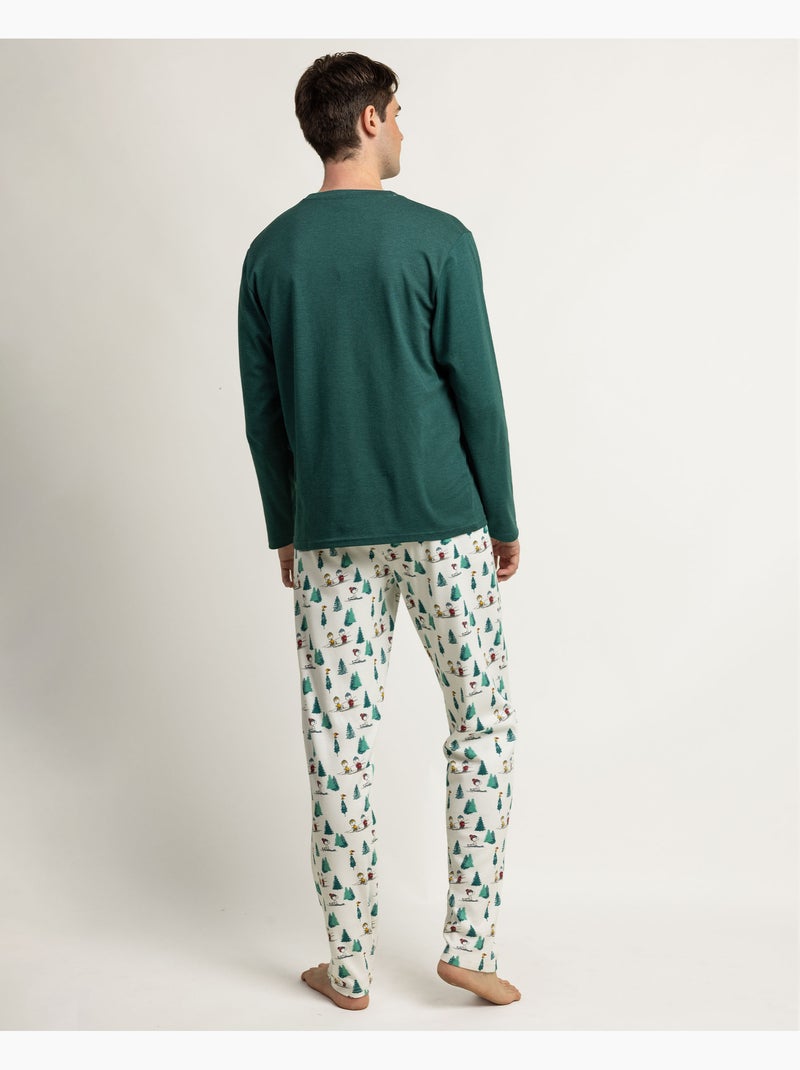 PEANUTS Pijama Manga Larga Snoopy Mountain para Hombre Verde - Kiabi