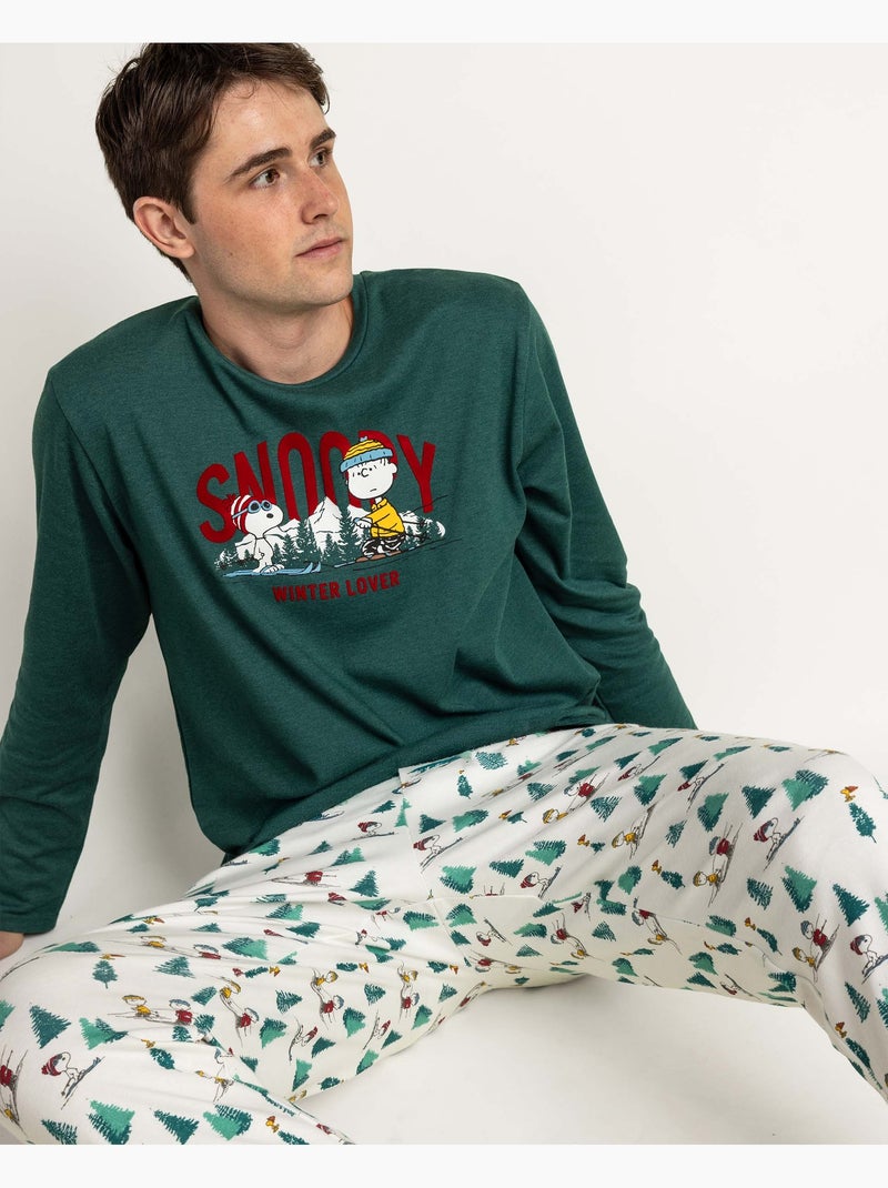 PEANUTS Pijama Manga Larga Snoopy Mountain para Hombre Verde - Kiabi