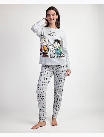 PEANUTS Pijama Manga Larga Snoopy&Friends para Mujer