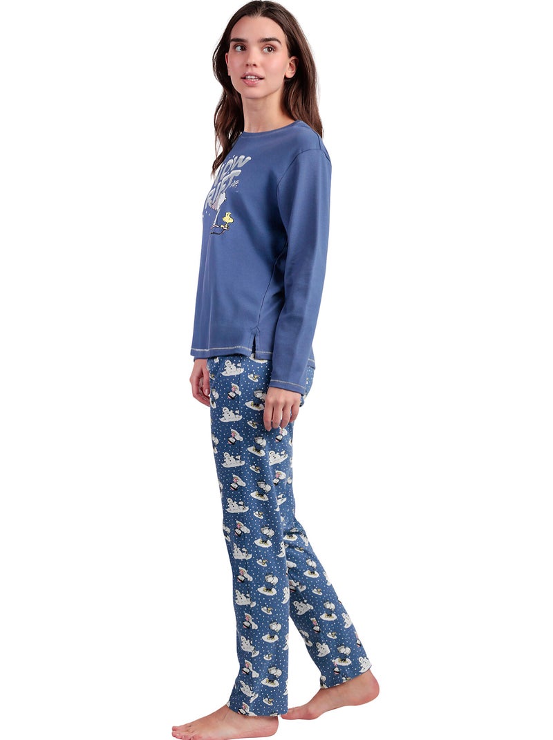 PEANUTS Pijama Manga Larga Snow Drift para Mujer Azul - Kiabi