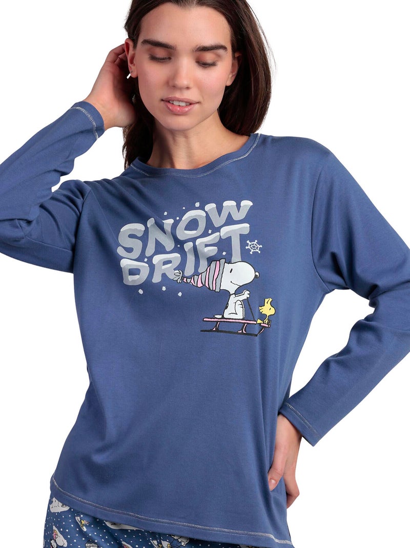 PEANUTS Pijama Manga Larga Snow Drift para Mujer Azul - Kiabi