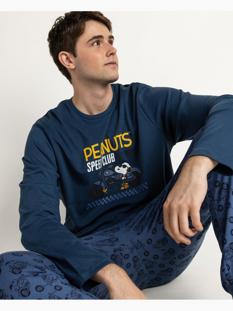 PEANUTS Pijama Manga Larga Speed Club para Hombre Azul vaquero - Kiabi