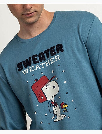 PEANUTS Pijama Manga Larga Sweather Weather para Hombre