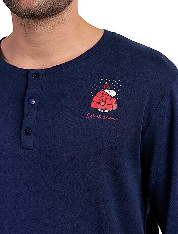 PEANUTS Pijama Manga Larga Tapeta Let It Snow para Hombre
