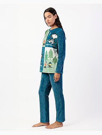 PEANUTS Pijama Manga Larga Terciopelo Beagle Scout para Mujer