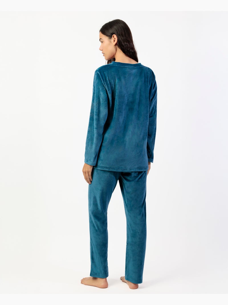 PEANUTS Pijama Manga Larga Terciopelo Beagle Scout para Mujer Azul - Kiabi