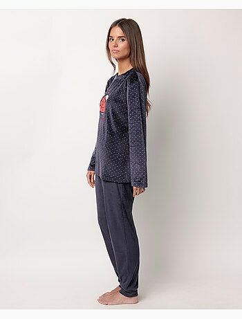 PEANUTS Pijama Manga Larga Terciopelo Let It Snow para Mujer