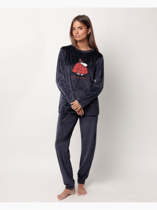 PEANUTS Pijama Manga Larga Terciopelo Let It Snow para Mujer - Kiabi PEANUTS Pijama Manga Larga Terciopelo Let It Snow para Mujer - Kiabi