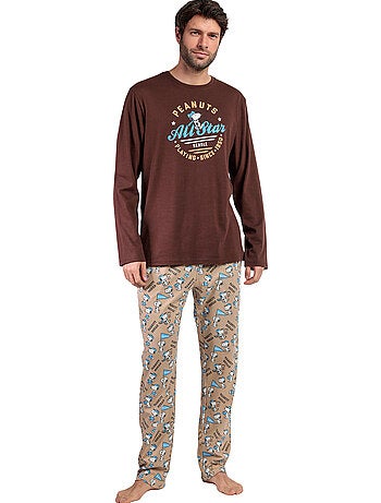 PEANUTS Pijama Manga Larga Varsity Squad para Hombre