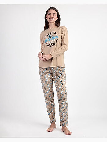 PEANUTS Pijama Manga Larga Varsity Squad para Mujer