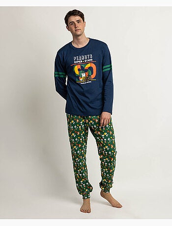 PEANUTS Pijama Manga Larga Winter Sports para Hombre