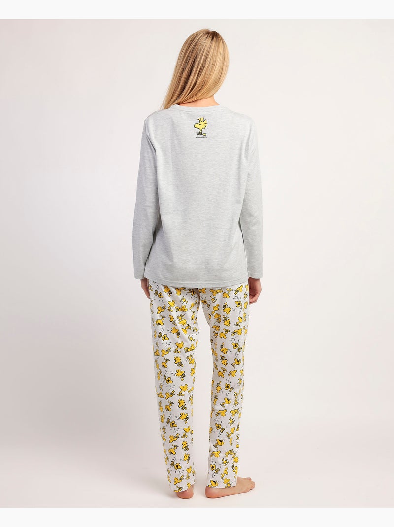PEANUTS Pijama Manga Larga Woodstock para Mujer Gris jaspeado - Kiabi
