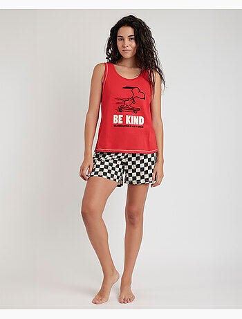 PEANUTS Pijama Sin Mangas Skate Is Not A Crime para Mujer