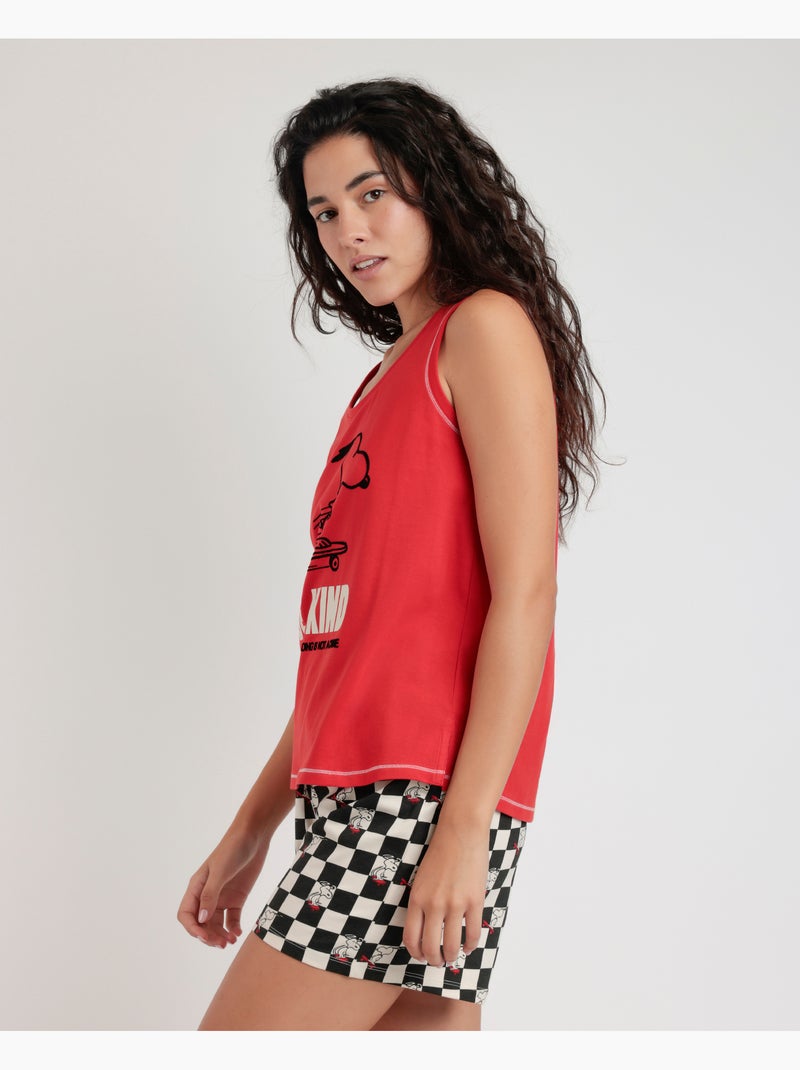 PEANUTS Pijama Sin Mangas Skate Is Not A Crime para Mujer Rojo - Kiabi