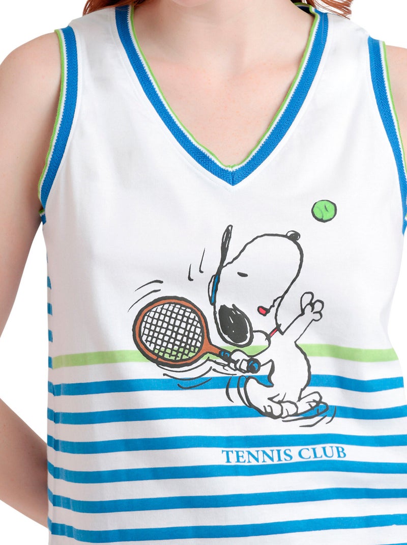 PEANUTS Pijama Sin Mangas Tennis Club para Mujer Azul - Kiabi